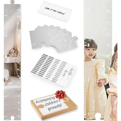 XBEGIX Growth Chart Mirror for Wall - Kids Height Wall Chart, Puzzle Mirror & Bedroom Wall Decor - Foldable Height Measuring Mirror with Height Chart for Kids & Height Growth Measurement for Wall Cover