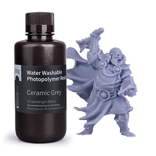 ELEGOO Lavable con Agua 3D Resina rápida para Impresora 3D LCD Resina de Curado UV Resina de Fotopolímero Estándar de 405 nm para Impresión LCD 3D 500Gram Gris Arcilla