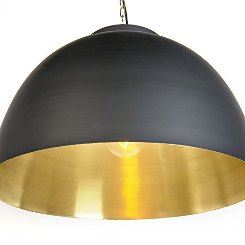 Qazqa Emilienne Novo Pendelleuchte – Schwarz Mit Gold, 60 Cm, Dimmbar, Für E27 Birnen
