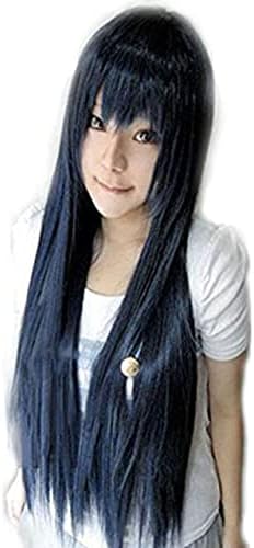 80Cm Umi Dark Blue Natural Long Straight Hyuga Hinata Kuga Kyosuke Vocaloid Synthetic Cosplay Wig With Bangs +Wig Cap As The Picture
