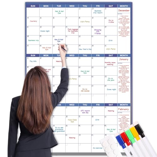 Save 51% on Large Dry Erase Wall Calendar with Markers & Stickers