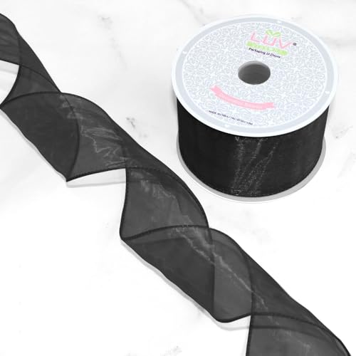 Creative Ideas Wired 2.5 Inch Organza Ribbon 10 Yards Black