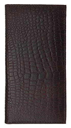 Sale !! Thin Wallet Men Women Croc Croco Genuine Leather Plain Checkbook Cover Holder (brown)
