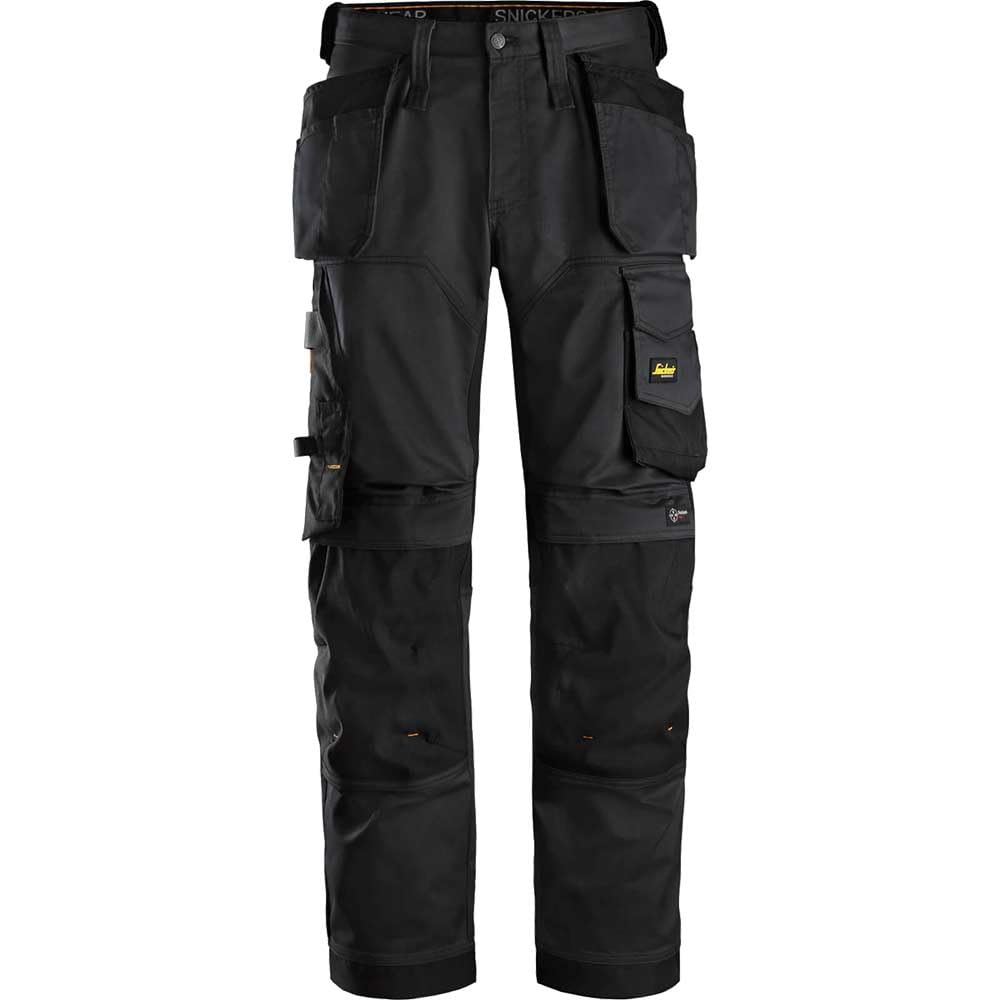 Snickers Men's Black 6251 Allround Work Stretch Loose Fit Trousers Holster Pockets 39" 30"