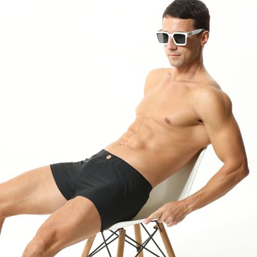 Mens Swim Trunks Low Waist Long Square Leg Swimwear for Men Perfect for Swimming and Hot Springs4