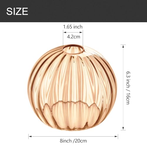 Image of Clear Glass Shade,Replacement Globe & Cover for Lighting Fixture, 8 inch Diameter, Replacement with 1.65 Inch Fitter for Wall Lamps Chandeliers or Ceiling Light (1, 8Inch - Amber Glass)