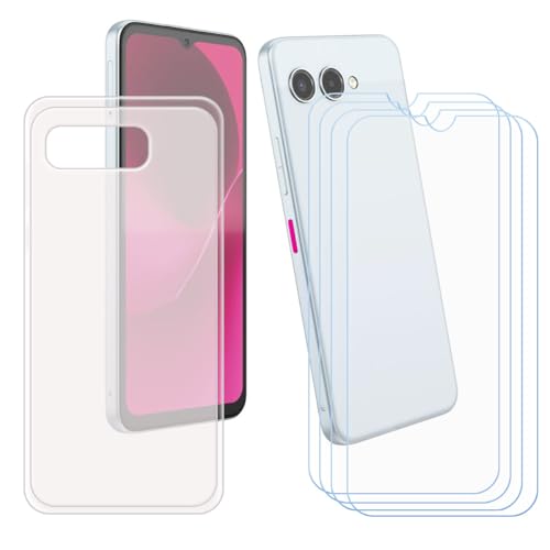 LCEHTOGYE Funda para T-Mobile Revvl 8 + 4 x Vidrio Templado Película Protectora Pantalla,Translúcido Carcasa Silicona Gel TPU Suave Protectora Caso Case para T-Mobile Revvl 8 (6,58')