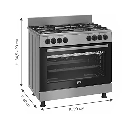Gasherd mit Gasbackofen Beko GM15121DXNS 90 cm