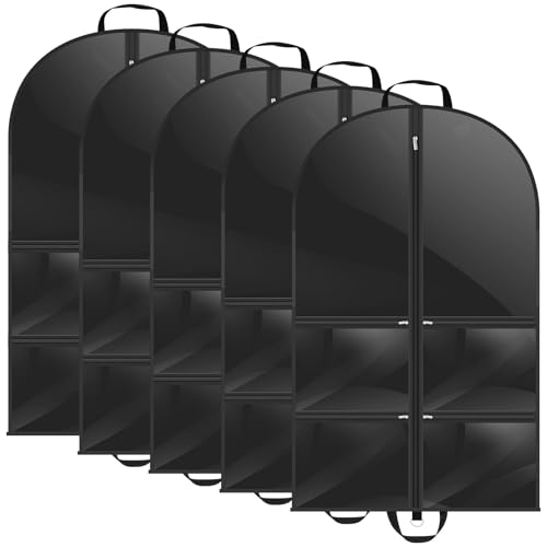 5 Pcs Dance Garment Bags, 40 in Clear Garment Bags with 3