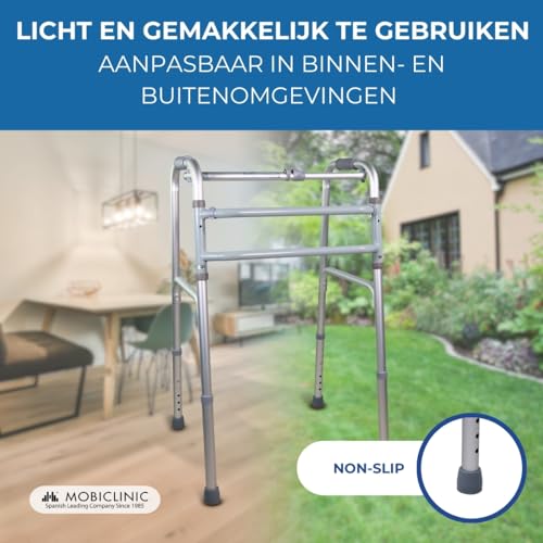 Mobiclinic®, Looprek voor ouderen, Europees merk, Looprek zonder wielen, Model Mezquita, mobiliteitshulpmiddel, In hoogte verstelbaar, Opvouwbaar, Aluminium, Ultralicht, Maximaal gewicht 100 Kg - Afbeelding 6