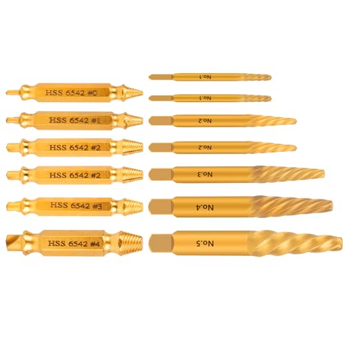 KAKILFOB 13 Pieces Easy Out Screw Extractor Set and Left-Hand Drill Bit Set Stripped Screw Extractor Set for Removing Damaged Screws Broken Bolts Studs