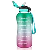 MYFOREST Trinkflasche, 700ML/1L/2,2L BPA-frei Tritan™ Wasserflasche mit Strohhalm, auslaufsicher für Fahrrad, Camping, Schule Kinder, kalte kohlensäurehaltige Getränke, heißer Tee