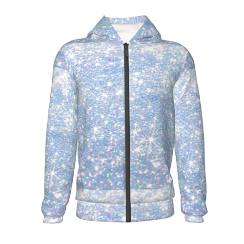 White Bule Glitter Kid Hoodies Boys Zip Up Sweatshirts Girls Pullover with Pocket2