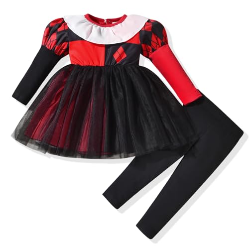 Image of HINTINA 3PCS Baby Girls Halloween Outfits Skull Tops Ghost Leggings Pants with Csarf Hat Clothes set
