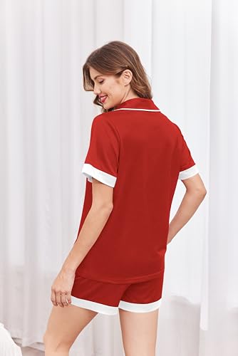 Image of Ekouaer Womens Button Down Pajamas Set Short Sleeve Sleepwear 2026 Summer Soft 2 Piece Lounge Sets