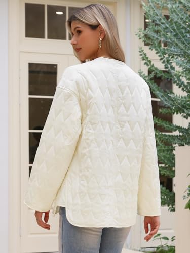 Allegra K Puffer Jacket for Women's Lightweight Button Down Long Sleeve Snap Quilted Jackets Outerwear Coats3