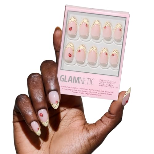 Glamnetic Press On Nails, Short Almond Glossy, Fake Nails 30pc Nail Kit