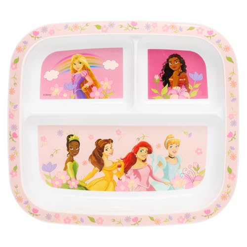 Disney Princess 3-Section Childrens Divided Plate BPA-Free Durable & Colourful Dining for Children Perfect for Balanced Meals - 36 Months Up