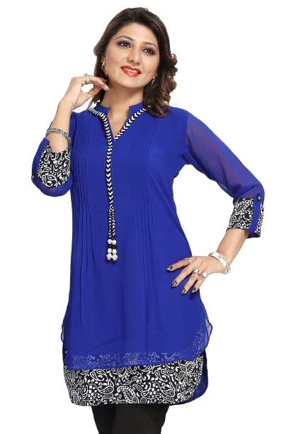 Image of Keshubaba Women's Short Tunics with Neckline Embroidery |Kurti Tops | Short Kurti | Short Kurti for Women | Short Kurti for Girls