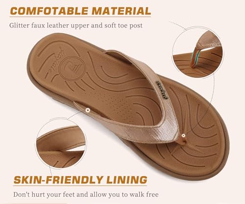 Image of jiajiale Womens Fashion Orthotic Flip Flops Ladies Slip On Lightweight Comfortable Thick Cushion Yoga Mat Thong Sandals With Plantar Fasciitis Arch Support