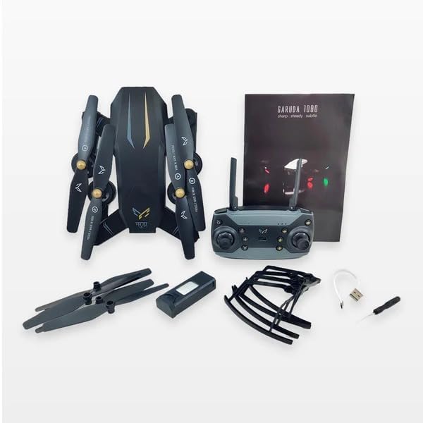 Image of Garuda 1080 Black Wifi Hd 1080P + 720 P Fpv Dual Camera, Box Version, Position Locking Drone (Garuda Black Drone)