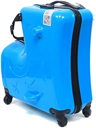 20" Suitcase Children Scooter Wheel Luggage Kid Riding Suitcase Funny Suitcase Luggage Travel Fashionable Appearance Rideable (Blue-20")