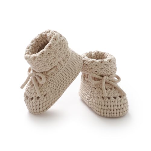 Rebolly Baby Booties 100% Cotton Knitted Newborn First Cozy Warm Crib Shoes for Toddler Infant Boy...