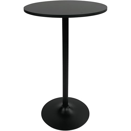 Pearington Santina, Single Round Cocktail Bar, Pub, and Bistro High Top Table with Black Top and Base