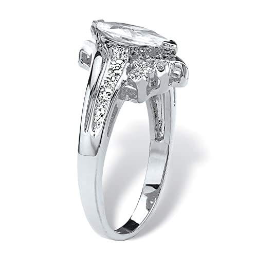 Palm Beach Jewelry Silvertone Marquise Cut Cubic Zirconia Engagement Ring2