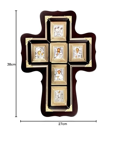 Cruz de pared con cristal NKlaus Iconos de madera natural 38 x 27 cm 4