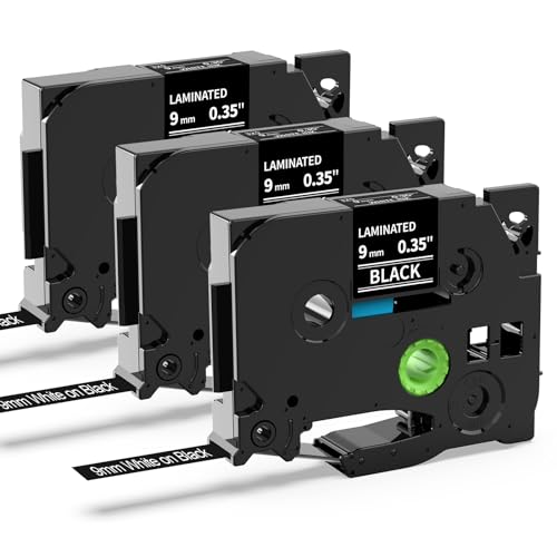 MarkField Compatible Laminated 9mm Label Tape Replacement for Brother P Touch TZ TZe-325 0.35" Label Maker Tape for PT-D200 H107B H105 H107 H101C H100LB/R 1000 1250 White on Black