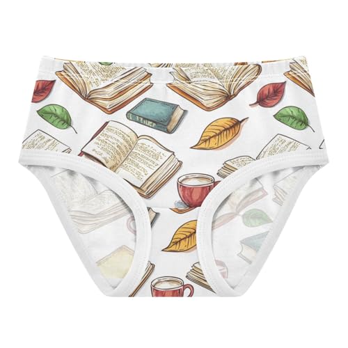 ZZKKO Colorful Books and Coffee Girls Underwear Toddler Panties for Girls Comfort Brief Size 2T-8Y