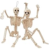 JOYIN 2 Stück 61 cm Halloween Deko Skelett, Ganzkörper-bewegliche Skelette, menschliche Kunststoffknochen mit beweglichen Gelenken für gruselige Innen und Außendekorationen