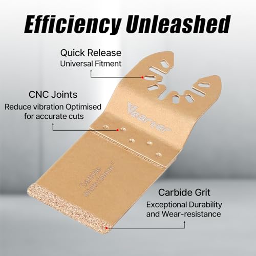 Vearter BDJP-YZHJ-6PCS Carbide Oscillating Tool Blade, Multitool Saw Blade Quick Release Power Accessories Universal Kit For Tile Grout Mortar Concrete Masonry thumb #2