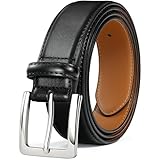 Men's Genuine Leather Dress Belt, 1 3/8' Classic Mens Jeans Pants Belt for Work Business Casual Golf (Black,Fits Waist 34“-35”)