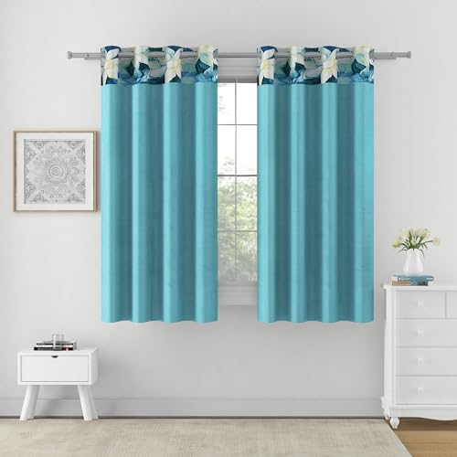 Image of Swayam 100% Blackout Polyester Window Curtain for Living Room & Bedroom | 5 Feet | Room Darkening Curtain with Eyelets | Pack of 1 | Solid Design - Turquoise