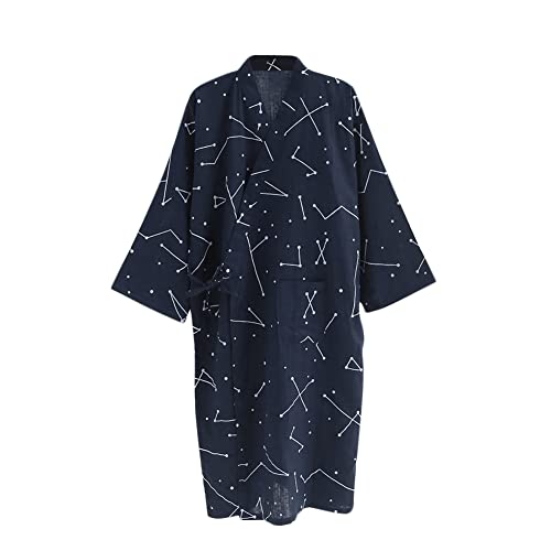 Men Kimono Robe Lightweight Japanese Bathrobe with Pocket Unisex Loungewear Nightgown Pajamas for sleeping