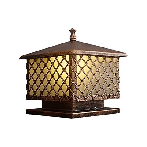 XFSHZWN European Style Household Creative Square Aluminum Glass E27 Column Headlight Rainproof Energy Saving Illumination Gate Pillar Light Outdoor Decoration Patio Waterproof Column Light Cover