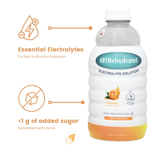 Cf Nutrition Cf(Rehydrate) Electrolyte Drink Solution, Rehydration Relief For Kids & Adults, Sport Recovery Drink, Vegan, Gluten-Free, Orange, 33.8 Fl Oz (Pack Of 4) #TOP3
