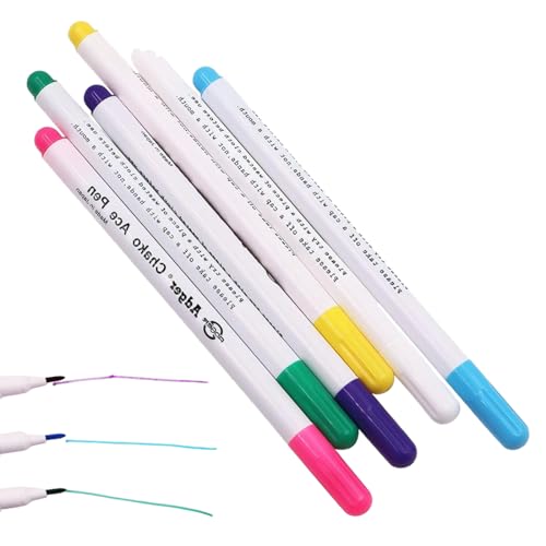 5 PCS Penna per Tessuti Cancellabile, Penne Solubili in Acqua per Tessuto, Penna per Tessuti, Penne Cancellabili Colorate, Cucito Sartoria Marcatori, Per Vestiti, Cucito, Sartoria (5 Colori)