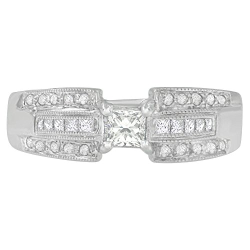Original Classics 14K White Gold Round and Princess Cut Diamond Ring (1/3 Cttw, H-I Color, SI2-I1 Clarity) - Size 7-1/4