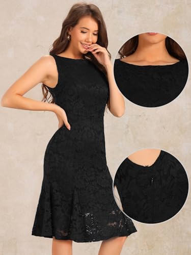 Allegra K Lace Dress for Women's Cocktail Boat Neck Sleeveless Evening Sheath Dresses2