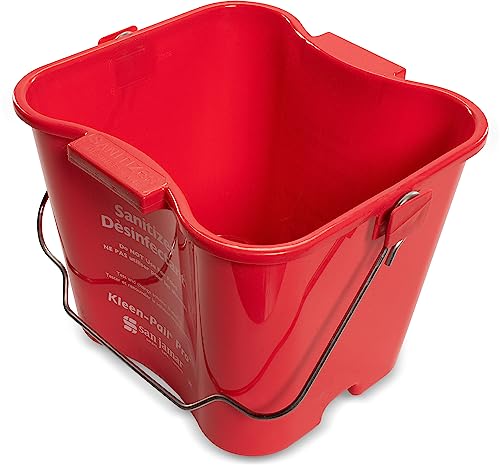 Image of San Jamar Kleen-Pail Pro, Bucket with Handle for Cleaning Products in Commercial and Home Setting, 8 Qts, 1 Count, Red