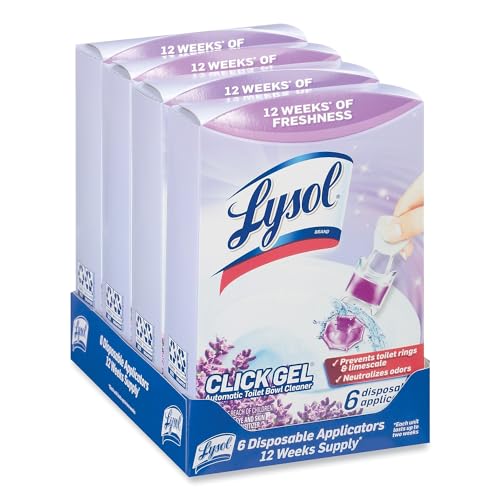 Image of Lysol Click Gel Automatic Toilet Bowl Cleaner, Bathroom Essentials, Toilet Freshener, Refreshing Lavender Scent, 6 Count (Pack of 1)
