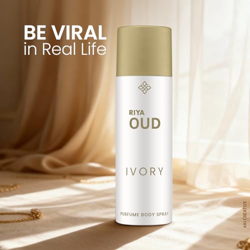 Image of Riya OUD Ivory Perfume Body Spray | Long-Lasting up to 10 Hours | Premium Oud with Warm Spice, Floral and Amber Notes | IFRA Certified | 200 ml