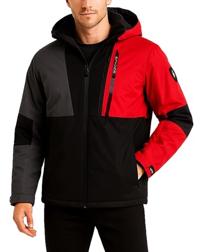 Spyder Mens Snow Jacket - Warm Isolated Winter Jackets for Men - Cozy Men's Snow Heated Ski Jacket with Detachable Hood S-XL, Size Medium, Spyder Red