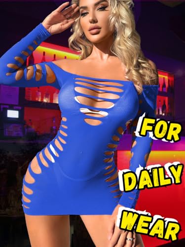 Image of Kaei&Shi Sexy Club Outfits for Women,Mesh Cutout Mini Dress,Off Shoulder Birthday Bodycon Dresses