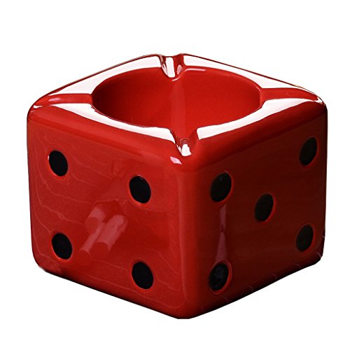 HUACANG Cinzeiro de fumar de cerâmica vintage, cinzeiro de cinzeiro de dados do portátil salão de bar decoração caseira (preto vermelho branco) (cor: Vermelho, tamanho: A)