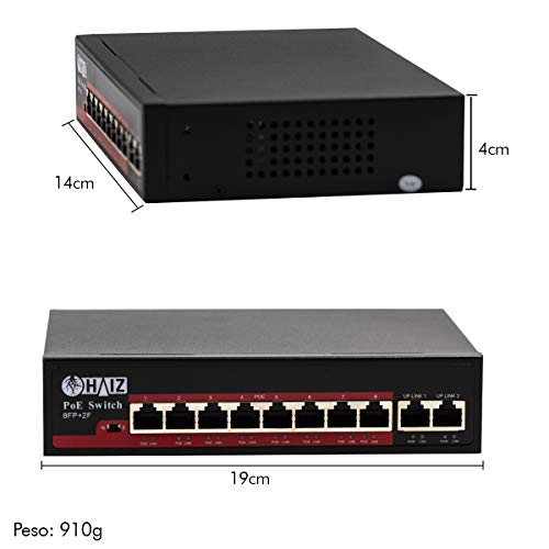 Haiz Switch Poe Híbrido Com 8 Portas Poe + 2 Portas Uplink HZ-EF1010P-EA2