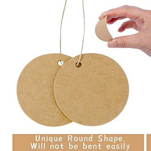 Sallyfashion 160Pcs Round Brown Gift Tags With String, Circle Kraft Tags For Clothing, Price, Gift, Cupcake Tags #TOP3